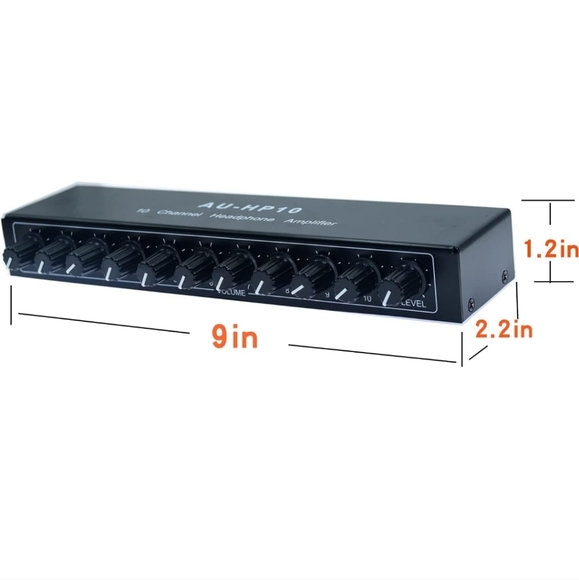 10 Channel Headphone Amplifier, Headphone Splitter , 1 input & 10 output. 1pc - Picture 2 of 8
